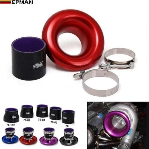 Jdm Universal Aluminum Intake Inlet Velocity Stack + Clamps+Silicone hose TK-BOV1009DDLB-76