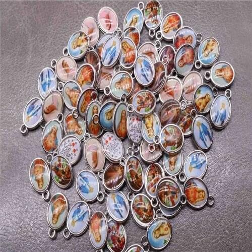 Catholic Small Double-sided Mini Jesus Icon Small Medal, Jesus Mini Maria Immortal Icon Rosary Bracelet Small Pendant
