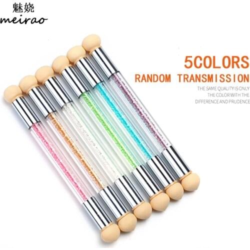 1pcs Polish Color Gradient Nail Brush Pen Dual Sponge Heads Sharp Round Glitter Nail Blooming Pen nail art nail dotting tool