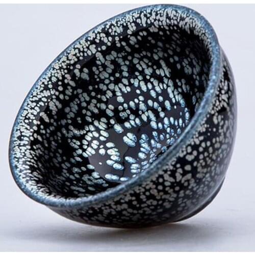 Classic Tea Bowls Cup for Matcha Silver in Black Vintage Water Mug Famous Tianmu Bowl Porcelain