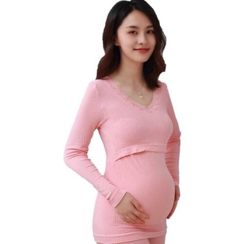 Pregnant WOMENS Thermal Underwear Set Pregnancy Nursing Body Abdominal Support Thermal Underwear Postpartum Confinement Clothin