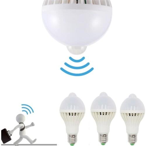 5W E27 PIR Motion Sensor Lamp White Color Night Light Induction Infrared Body Sensor Led Bulb For Home Stair Hallway 85-265V