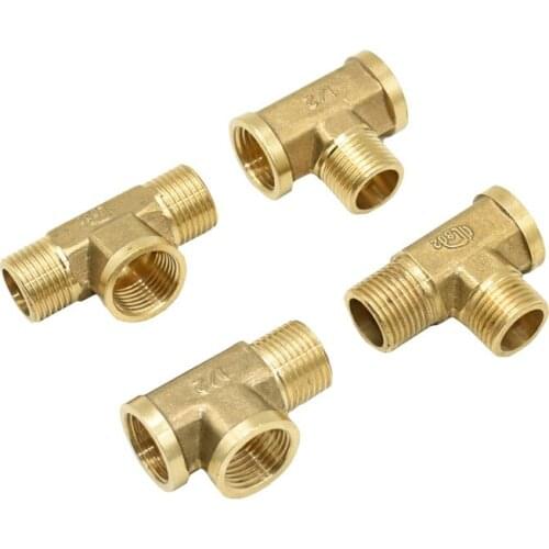 Copper Male 1/2 Plumbing Tee Connector Female Brass T-Shape Fitting 3 Way Tube Adapter tap 8pcs