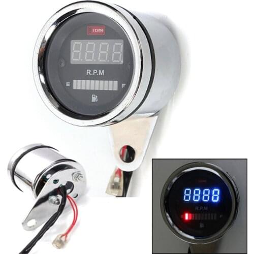 2 in 1 Motorcycle LED Digital Tachometer RPM Meter Universal Fuel Lever Gauge Durable 12V Motorcycle Accessories