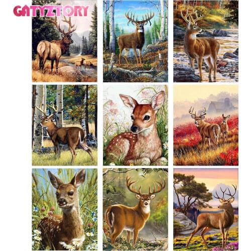 GATYZTORY DIY Painting By Numbers Kit Kit For Adults Children Elk Animal paint by numbers Handpainted Oil Painting For Home Diy