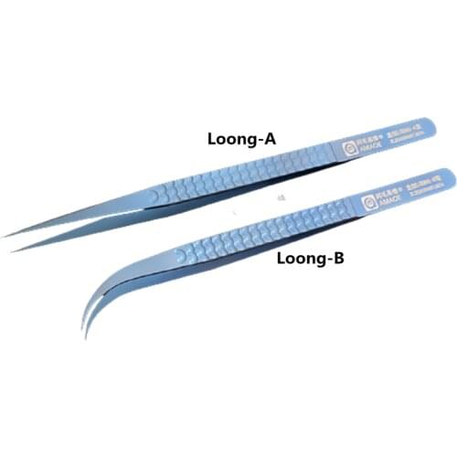 Amaoe Loong-A / B Titanium Alloy Straight / Curved Tweezers Set For Mobile Phone Service Tweezers Repair Tools