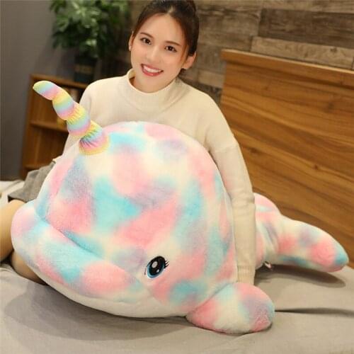 New Hot Colorful Narwhal Plush Toy Stuffed Animal Doll Soft Rainbow Whale Fish Marine Animal Toys Children Kids Baby Girl Gift