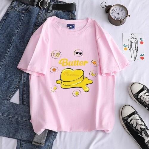 2021 Summer Bangtan Boys New Album Butter Korean Round Neck Student Short Sleeve Cotton T-shirt Girlfriends Top