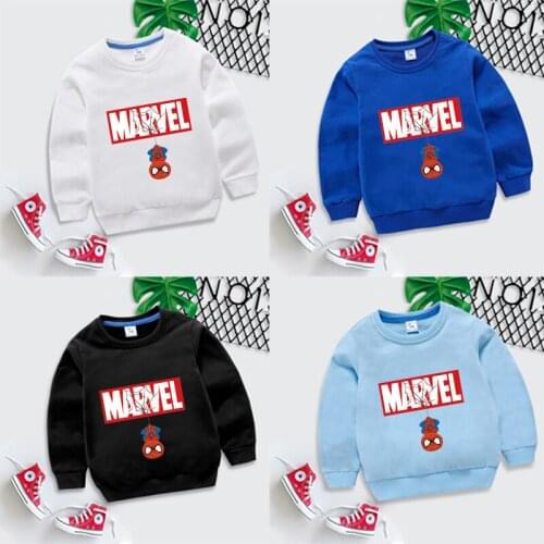 New Childrens Top Spider Man HOODIE NEW Pajamas Long Sleeve T-shirt Spider Man Iron Man Avengers Union Cartoon Hoodie