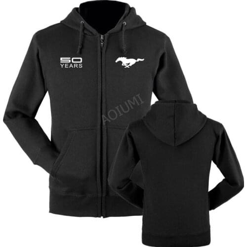 New men winter autumn Hoodies mustang 50 years Sweatshirts 2019 Autumn winter Casual coats Fleece Solid colours jackets