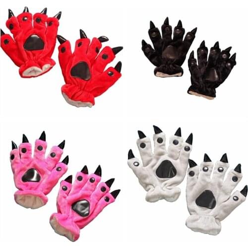 Animal Claw Gloves Women Men Soft Plush Paw Glove Bear Gloves for Halloween Costumes