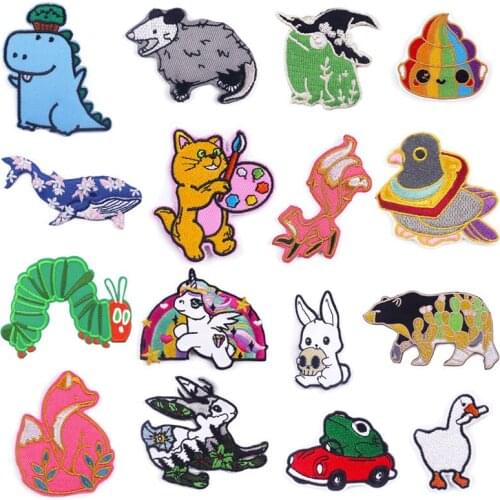 Pulaqi Cute Patch Animal Insect/Cat Patches Stripe On Clothes Applique Jacket Jeans Patch Embroidery Patches For Clothing Sewing