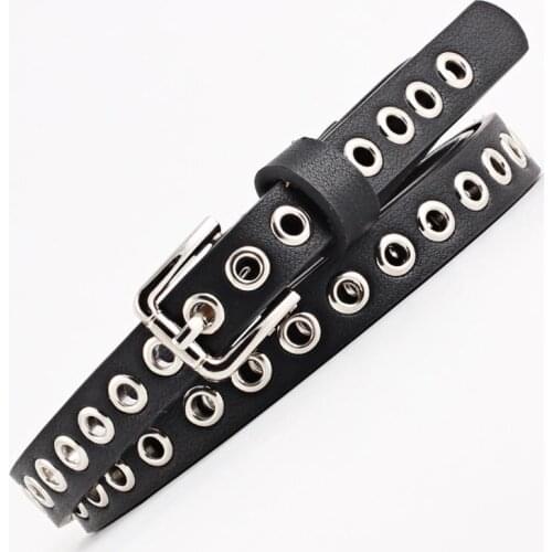 New Hot Sale Rivet Belt Trendy And All-matching Artificial Leather Belt Thin Waistband Decorative Waist Belt Free Size