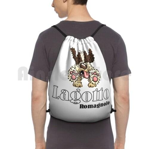 Jumping Lagotto Romagnolo Backpack Drawstring Bag Riding Climbing Gym Bag Dog Woof Woof Woof Licorice Nose Search Dog
