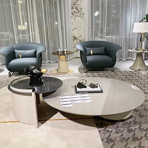 Italian style light luxury coffee table Villa living room luxury post-modern round coffee table size model room Hong Kong style