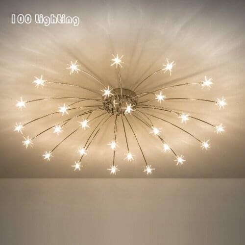 Romantic Stars LED Pendant lights Chrome Silver Living room Bedroom Light Atmosphere Hanging Light Fixtures Replaceable G4 Bulb