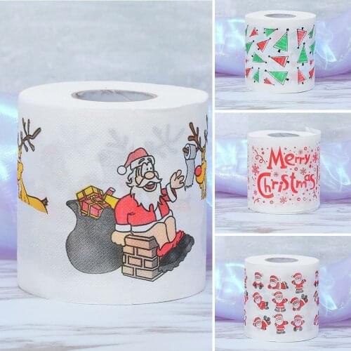 Santa Claus Bath Toilet Roll Paper Christmas Supplies Xmas Decor Tissue Cute Christmas Print High quality Paper