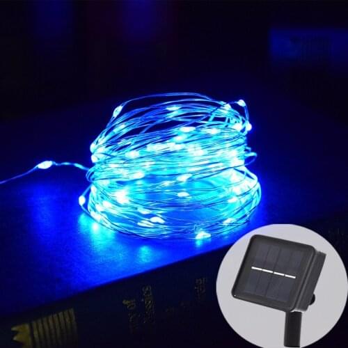 Outdoor String Garland Lights LED Copper Wire String Flasher Fairy Lights Waterproof Lamp With Solar Panel For Garden Decoration