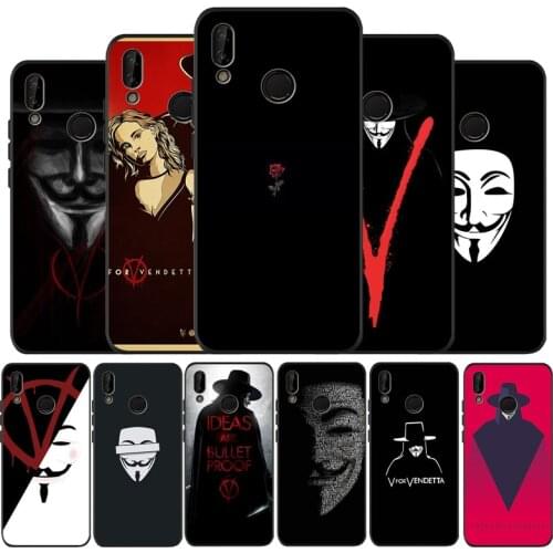 V for Vendetta Soft Silicone black Phone Case For Huawei P9 P10 P20 P30 P40 lite P20 P30 P40 pro Y9 Y6 P smart 2019