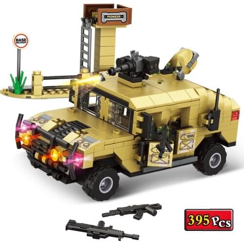 Military Series World War II Off-Road Vehicle Artillery Scene Accessories Model Building Blocks Bricks Toys Christmas Gifts