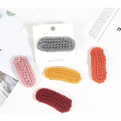 New Arrival Fashion Sweet Lovely Knitting BB Hairpins Solid Color Hair Clip For Women Girls Headwear Hair Accessories