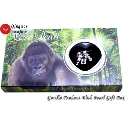 Qingmos Wish Pearl 25mm Gorilla Cage Chokers Necklace for Women with Oyster Love Pearl Pendant Chain Necklace Box Gift-who3648