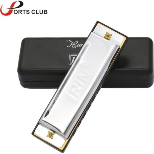 10 Holes Harmonica 20 Tone Diatonic Blues Harmonica Key of C with Case for Beginner Children Silver