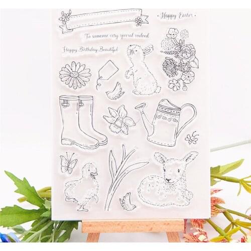 11x15.5cm spring garden Transparent Seal Clear Stamps Cutting Dies Roller Stamps DIY Scrapbook Album / Card Production Easter