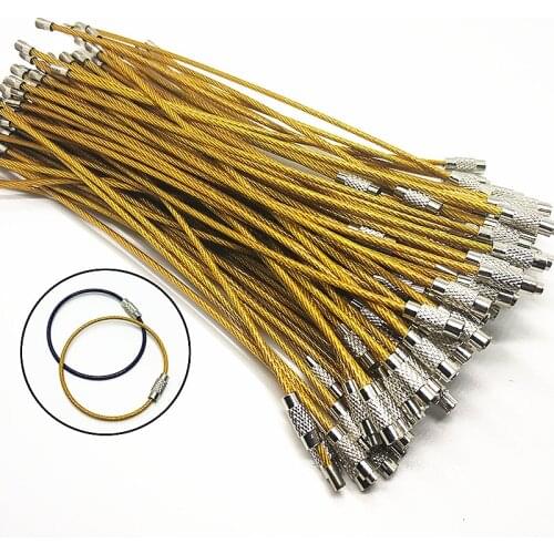 2.m Wire diameter Stainless Steel Keychain Tag Rope Cable Loop Screw Lock Gadget Ring Key Keyring Circle Camp Rope Fittings