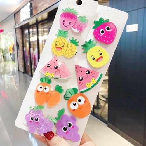 2020 Children Cute Cartoon Fresh Fruit Ornament Hair Clips Girls Colors Alloy Hairpins Barrettes Kids Lovely Hair Accessories