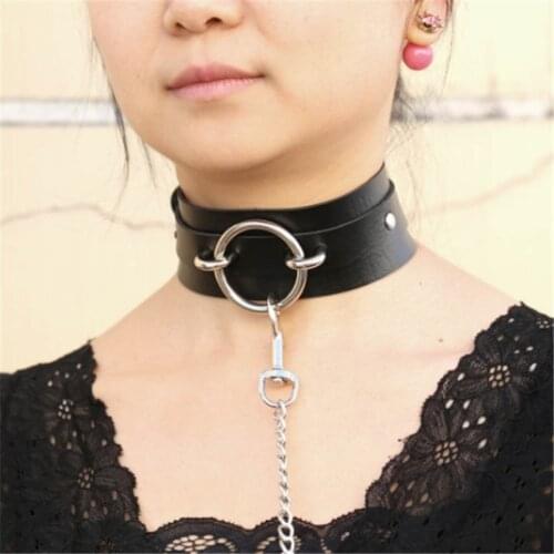 2021 Sexy PU Leather Chain Collar with Leash BDSM Bondage Fetishs Necklace Adult Lingerie Sex Accessories for Woman Jeux Sexuel