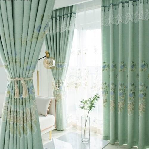 2021 Modern Simple Embroidered Curtains Finished Custom Blackout Curtains for Living Dining Room Bedroom