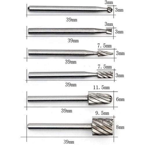 6pcs /Set 39mm Wood Router Drill Bit Burr Rotary Tools For Wood Carving Milling Engraving Tools Set Woodworking Tool
