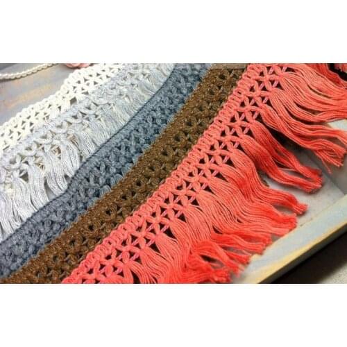8yards/lot 5cm Wide Cotton Lace Tassel Beige/White/Grey/Black/Coffee Fringe Garment Accessory Lace Tassel for DIY Z146