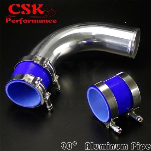 90Deg 80mm 3.15" Aluminum Intercooler Piping pipe Tube+Silicone hose w/ T-clamps