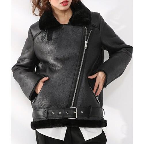 Ailegogo Women's Leather Jackets With Fur