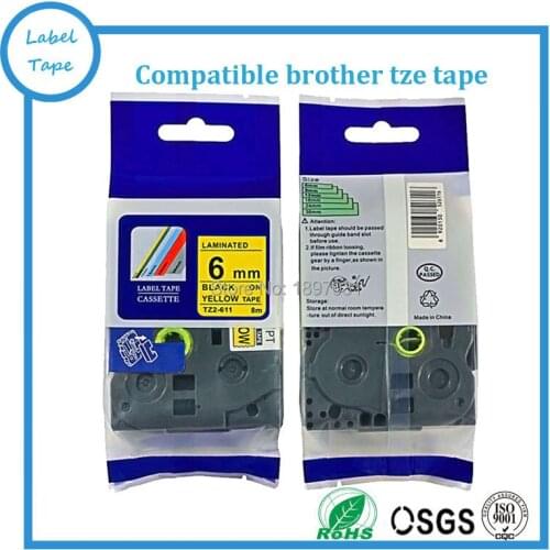Free shipping 10pcs tz tape 6mm*8m tze 611 tze-611 tz611 tze611 compatible brother p-touch printer