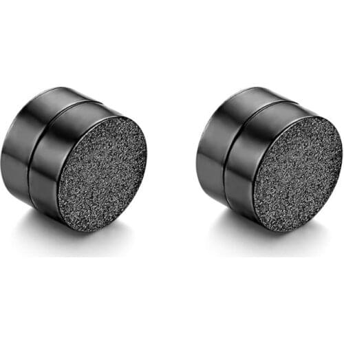 BONISKISS Punk Hip-hop Strong Magnet Magnetic Ear Stud Set Non Piercing Earrings Black Matte Stainless Steel Men Jewelry