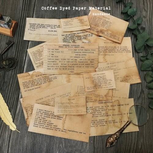 Handmade Coffee Dyeing Paper Material Background Journal Decoration Supermarket Ticket Label Paper DIY Scrapbooking Craft Paper
