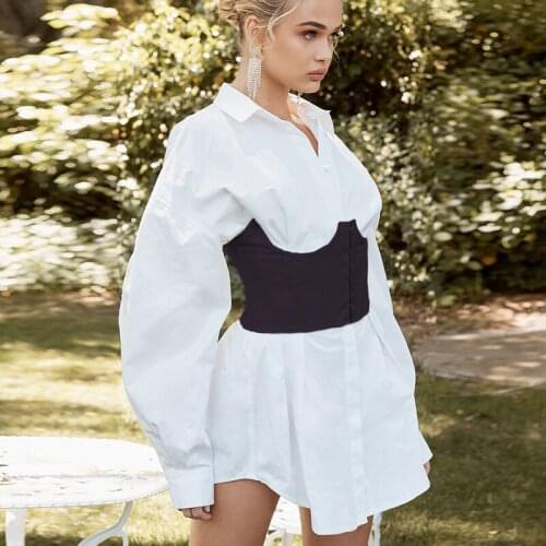 Womens New Elastic Wide Corset Waist Belt Solid Color Bodycon Slim Fit Waspie Belt Female Girdle Shirt Dress Accesoories