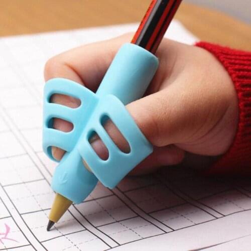 Two-Finger Pen Holder Silicone Baby Learning Writing Tool Correction Device Pencil Set Stationery 3 Piece Set