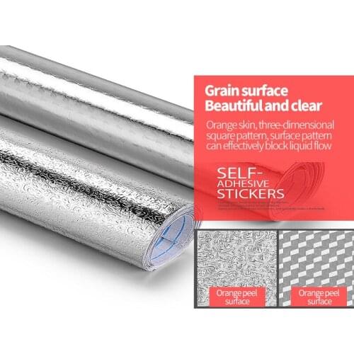 KAMANNI Wallpaper Self Adhesive Moisture Proof Wall Sticker Aluminum Foil Tin Foil Fireproof Kitchen Oil Proof Sticker Cabinet