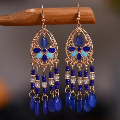 Classic Women Earring Trend Vintage Colorful Long Tassel Pendant Woman Jewelry Accessories Bohemia Womens Hanging Earrings