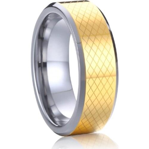 Gold color Alliance tungsten ring carbide men jewelry his and hers wedding band couple rings for men USA size 6 to 13