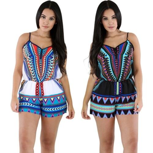 Straps Printed Romper Women 's Sexy Ages 18 - 35 Years Old Woudeyou Twill Regular Rompers&playsuits Acrylic L55983 Beach Style