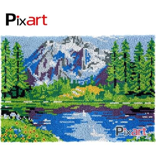 Latch Hook Rug Serenity Lake Crocheting Tapestry Kits DIY Carpet Rug Chunky Yarn Needlework Knitted Floor Mat Hobby & Crafts