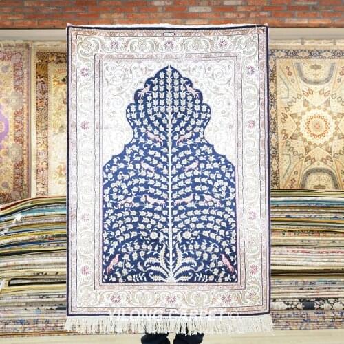 YILONG 2.7'x4' Vantage tabriz carpet black tree of life handmade silk rug (HF211B)