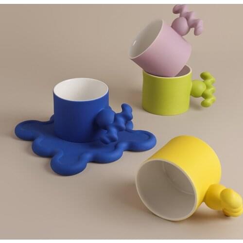 Creative Frosted Ceramics Coffee Tea Drinks Dessert Breakfast Milk Cup Ceramics Mugs Handle Drinkware Coffee Cup Gift Box Set