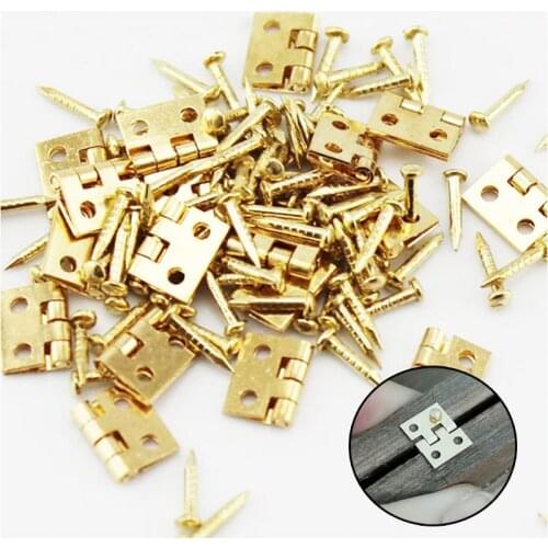 50pcs mini metal hinges 8x10mm golden decorative door hinges wooden gift jewelry box hinges accessories furniture hardware na