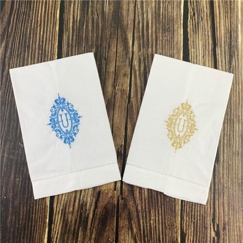 12 PCS Fashion Guest Towels (Letter-U) Monogrammed Tea Towel 14X22-inch Cleaning Cloth Guest Hand Dish Kitchen Bathroom Towel
